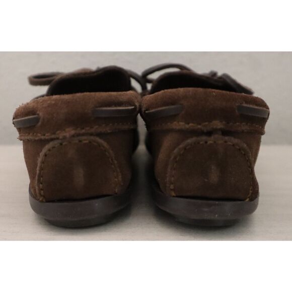 Minnetonka 2773 Boy's Sz 9M Chocolate Brown Suede Slip-On Moccassin Boat Shoes - Picture 3 of 12